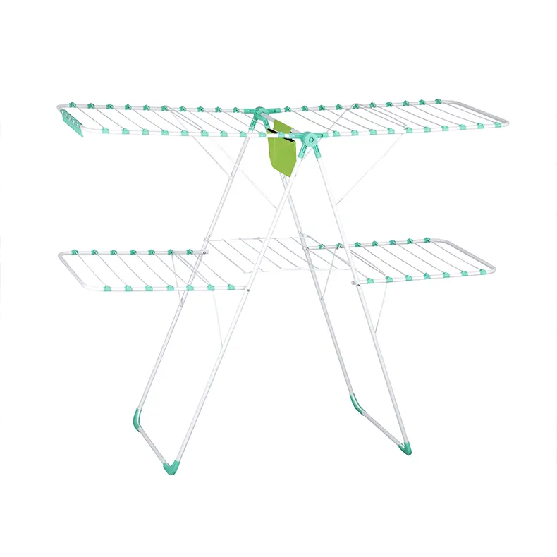 Wholesale Outdoor Portable 3-Tier Clothes Airer Folding Clothing Drying Racks Stainless Steel Wire Rack Stand