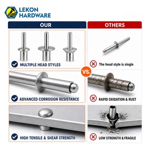 Lekon, fabricant de rivets aveugles, fournit des rivets aveugles <span class=keywords><strong>en</strong></span> aluminium à tête bombée de type ouvert DIN7337, colorés et argentés. - Product Image 4