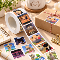 Autocollants personnalisés en gros avec motifs de chats, autocollants carrés auto-adhésifs pour cadeaux faits main, scellage d'emballages et bricolage de papeterie
