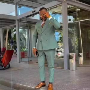 Double Breasted Bruiloft Bruidegom Smoking Jurk Formele Op Maat Gemaakte Blazer Slim Fit 2-delige Broek Pak - Product Image 3