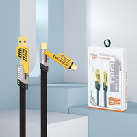 Cable de Carga Rápida PD de 65W al por Mayor, Cable USB Multifuncional 4 en 1 con Cubierta de Nailon, Cable de Aleación de Zinc para Reloj, Teléfono y Transferencia de Datos