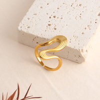 Bague tendance ajustable en acier inoxydable plaqué or 18 carats, étanche, de forme géométrique irrégulière, pour femme