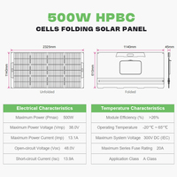 Produsen Panel Surya Lipat Portabel HPBC ETFE 480W 500W Grosir untuk Distributor Penjualan Ekspor Global B2B
