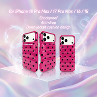 Étui de téléphone matelassé tendance noir et blanc à pois pour iPhone 17 18 Series - Coque de protection élégante en cuir matelassé
