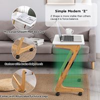Table d'appoint canapé en bambou avec roulettes canapé TV ordinateur portable bureau Snack plateau pour salon chambre petits espaces