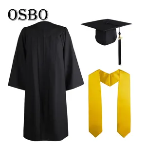 Stoles For Graduation 2021 Wholesale Adult Matte Black Graduation Gown Cap Stole For School