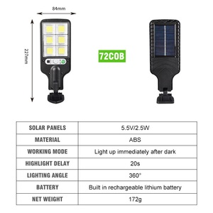 Nhỏ gọn Mini Tất cả trong một năng lượng mặt trời đèn đường phố với ledcob Đèn hạt và pin lithium năng lượng mặt trời vườn đèn - Product Image 6