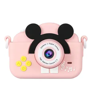 Принтом «камера» для детей на день рождения, для девочек, игрушки 1080p 2 дюйма для видео печать задний фон для камеры для От 3 до 10 лет для девочек розового цвета с рисунком