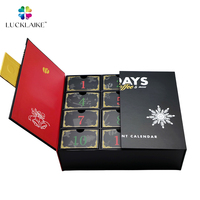 Vente en gros de calendriers de l'avent beauté, maquillage, parfums, cadeaux de la Saint-Valentin, emballage en carton noir, boîte de calendrier de l'avent personnalisée