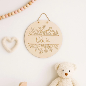 Signe <span class=keywords><strong>de</strong></span> nom Cadeau <span class=keywords><strong>de</strong></span> bébé personnalisé Panneau en bois Nursery Baby Room Birth Sign - Product Image 1