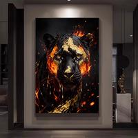 Tableaux et Affiches sur Toile Panthère Noire et Or de Luxe, Décoration Murale pour Chambre, Art Mural Décoratif