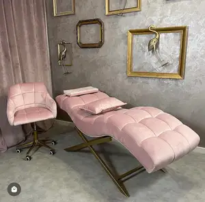 Letto di massaggio di bellezza con luce per salone di bellezza di sollevamento base dorata di lusso moderno