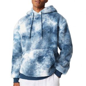 Custom High Quality Spring Long Sleeve Heavy Weight Knitted <b>Tie</b> Dye Men Fur Hoodies Polyester/Cotton Oversized Pullover - Product Image 5