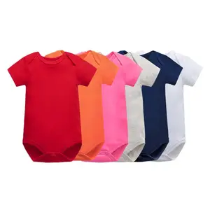 Wholesales solid color blank Baby Onesie 100% Cotton Baby boys Clothes New Born Baby Rompers