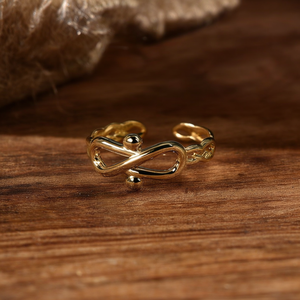 Anillo de Moda en Acero Inoxidable 316L con Baño de Oro PVD, Diseño Infinito Ajustable para Mujer - Product Image 3