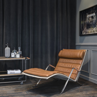 Chaise longue Mid-Century Modern en cuir PU FK87, fauteuil de loisirs Grasshopper, fauteuil à bras écologique pour salon et chambre