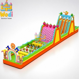 Parcours d'obstacles gonflable en tissu premium et toboggan commercial gonflable vertical double piste - Product Image 6