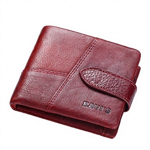 Portefeuille RFID en cuir véritable marron de qualité supérieure – Portefeuille court à deux volets avec fermeture éclair, fermoir et poche à monnaie - Product Image 2