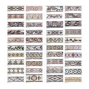 Bordure en mosaïque de <span class=keywords><strong>marbre</strong></span> motif clé grecque laurier, bordure personnalisée en mosaïque de <span class=keywords><strong>marbre</strong></span> motif vigne pour décoration murale de salle de bain - Product Image 1