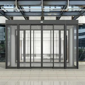 Puerta de Vidrio con Sensor Automático y Marco de Aleación de Aluminio, Puerta de Vidrio de <span class=keywords><strong>Doble</strong></span> Hoja con Sensor y Control Remoto para Locales de Entretenimiento - Product Image 1