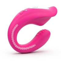 Vibrateur portable en forme de C rose, télécommande, double moteur, silicone, vibrateur pour couples, vibrateur pour culotte, flexible, mains libres
