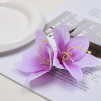Elegante Pinza de Pelo de Plástico con Doble Flor de Orquídea Colorida, Hecha a Mano, de 10 cm, para Mujer, Flor Artificial, para Playa, Boda, Fiesta