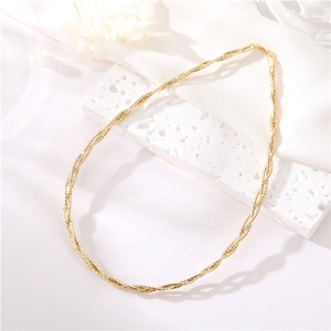 <span class=keywords><strong>Cadena</strong></span> de collar tejida de onda italiana, Latón chapado en oro de 14K, venta al por mayor - Product Image 6