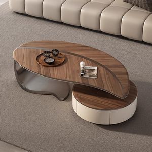 <span class=keywords><strong>Tavolino</strong></span> da Caffè Hanyi Moderno <span class=keywords><strong>in</strong></span> Stile Nordico a Forma di Foglia con Base <span class=keywords><strong>in</strong></span> Acciaio Inossidabile e Cassetto <span class=keywords><strong>per</strong></span> Arredamento Soggiorno - Product Image 1