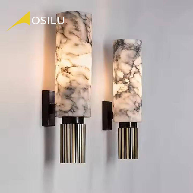 Hot Selling Minimalist Creative Alabaster Sconce Light Corridor Bedroom Bedside Marble Wall Lamps for Hotel