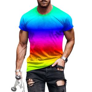 Camiseta de Hombre con Estampado de Trébol Degradado, Manga Corta, Corte Holgado, Impresión Digital, Transpirable, 100% Poliéster, Tejido de Punto, Ropa Casual - Product Image 5