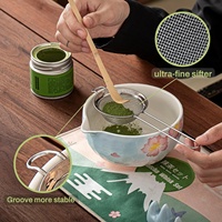 Ensemble de thé personnalisé Anji Newell avec logo, 9 pièces, kit de matcha en céramique avec fouet en bambou et bol à fleurs de cerisier pour cérémonie du thé, cadeau