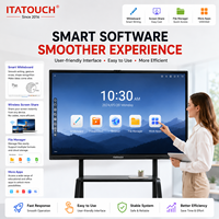 Papan Tulis Interaktif Layar Datar 75 Inci 4K untuk Ruang Kelas, Sistem Operasi Android 14/15/16, Layar Sentuh, Kamera 48MP untuk Rapat