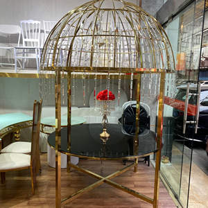 Table à manger <span class=keywords><strong>de</strong></span> luxe moderne royale avec <span class=keywords><strong>cage</strong></span> à oiseaux en cristal et dessus miroir - Product Image 3