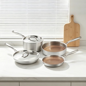 Minimalist Design Non-Stick <b>Induction</b> Compatible With Lids 4-Piece Stainless Steel <b>Cookware</b> <b>Set</b> - Product Image 1