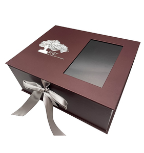 Ribbon Bowknot cửa sổ trong suốt màu Hồng Hoa Hồng tùy chỉnh sang trọng có thể gập lại hoa nắp hộp quà tặng - Product Image 2