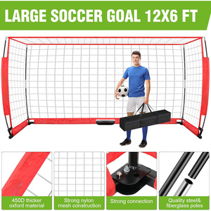 Équipement d'entraînement <span class=keywords><strong>de</strong></span> <span class=keywords><strong>football</strong></span> portable pour enfants, <span class=keywords><strong>but</strong></span> <span class=keywords><strong>de</strong></span> <span class=keywords><strong>football</strong></span> pliable en acier 12x6FT pour extérieur - Product Image 3