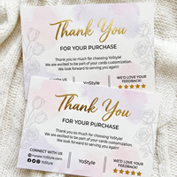 Carte de remerciement personnalisée pour les petites entreprises, carte à insérer dans l'emballage, impression recto-verso, logo, estampage à chaud holographique