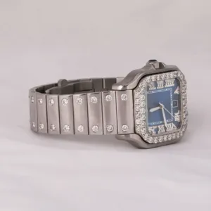 Reloj de Acero Inoxidable con Moissanita Atemporal y Detalles Brillantes, Estilo Clásico de Cuarzo, Duradero y Elegante - Product Image 3