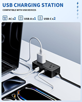 Başucu Priz Çoğaltıcı Gece Lambası 5m 2 AC Priz 2 USB-C Girişi 1250W Bakır IP20 Güvenlikli FCC Sertifikalı Akıllı Telefon Tablet E-Kitap Okuyucu