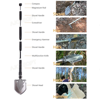 AJOTEQPT Pelle tactique pliante en acier à haute teneur en carbone Outil multiple de survie en plein air avec poche pour la randonnée d'urgence