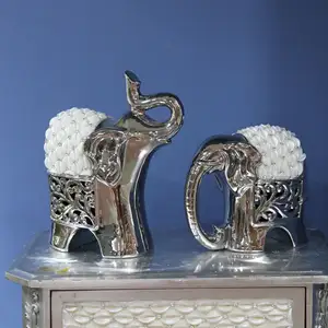 北欧豪华配饰陶瓷艺术家居装饰高端elenefantes Decoracion好幸运银象雕像