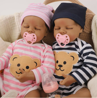 18 Zoll Jungen-Mädchen Zwillinge Realistische Dunkelhäutige Zwillings-Babypuppen Lebensechte Reborn Neugeborenen-Puppe Beruhigendes Komfort-Begleitset für Kinder