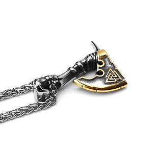 MECYLIFE-colgante de acero inoxidable con diseño escandinavo para hombre, collar con diseño de hacha de batalla vikinga - Product Image 4