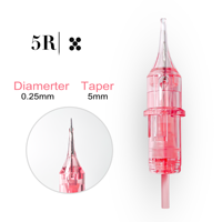 Aiguille à cartouche universelle en cristal rose Naturalness 5R 0.25MM YD pour PMU Idéal pour les sourcils, les yeux et les lèvres