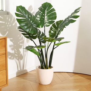 Dongguan ต้นไม้ประดิษฐ์ Monstera deliciosa ขนาด55นิ้ว140ซม. พลาสติกปลอมสำหรับต้นไม้ชีสสวิสสำหรับใช้ในสำนักงาน - Product Image 5