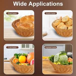 <span class=keywords><strong>Contenitore</strong></span> di cibo in <span class=keywords><strong>vimini</strong></span> intrecciato 100% personalizzato <span class=keywords><strong>cesto</strong></span> di pane rotondo in plastica in Rattan PP <span class=keywords><strong>cesto</strong></span> di conservazione per snack per pane regalo di frutta - Product Image 3
