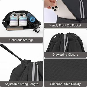 Sac de sport en polyester de haute qualité avec cordon de serrage et logo personnalisé, sac à dos imperméable, sacs cadeaux, sacs à dos de voyage en plein air, sacs à dos de camping - Product Image 3