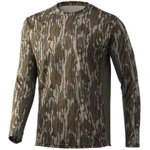 Custom Anti UV Long Sleeve Fishing Shirt For Men Quick Dry Polyester Spandex Breathable Fishing Wear Hoodies
