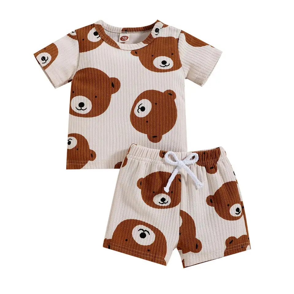 Toddler clothing summer lovely print kids pajamas comfortable T-shirt shorts children's clothing set hot products