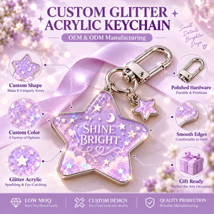 Llavero Acrílico Líquido con Diseño de Luna Brillante y Purpurina, Bonito Recuerdo, Fabricación OEM ODM - Product Image 4